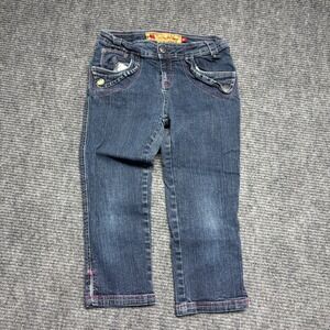 Apple Bottoms Kids Jeans Size 14 Girls Denim Blue‎ Pink Stitch Embellished
